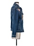 Topshop 100% Cotton Graphic Blue Denim Jacket Size 4 - photo 4