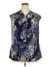 Kasper Animal Print Blue Sleeveless Blouse Size 2X - photo 1