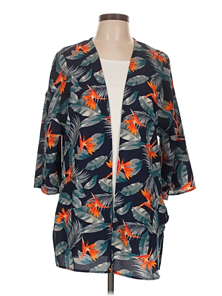 Pre-owned Pink Rose Kimono In Blue