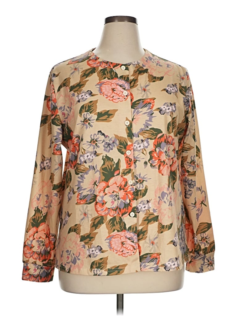 Pre-owned Shein Curve Long Sleeve Blouse In Tan