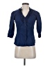 Apostrophe Blue 3/4 Sleeve Button-Down Shirt Size S - photo 1
