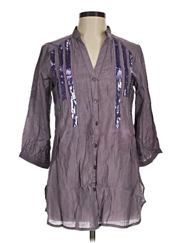 Love Stitch 3/4 Sleeve Button-Down Shirt (view 1)