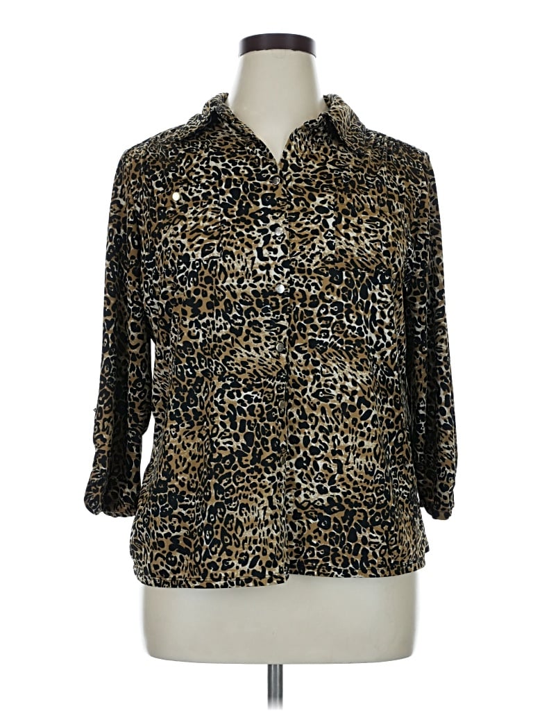 Pre-owned Notations 3/4 Sleeve Blouse In Gold