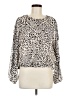 Ann Taylor 100% Polyester Animal Print Silver Long Sleeve Blouse Size M - photo 1