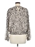 Ann Taylor 100% Polyester Animal Print Silver Long Sleeve Blouse Size M - photo 2