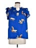 Umgee Blue Short Sleeve Blouse Size L - photo 1