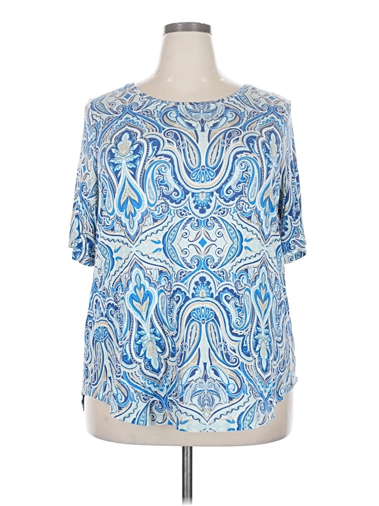 Pre-owned Lane Bryant Short Sleeve T-shirt In Blue