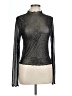 Francesca's Metallic Black Long Sleeve Top Size L - photo 1