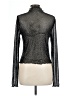 Francesca's Metallic Black Long Sleeve Top Size L - photo 2