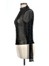 Francesca's Metallic Black Long Sleeve Top Size L - photo 5