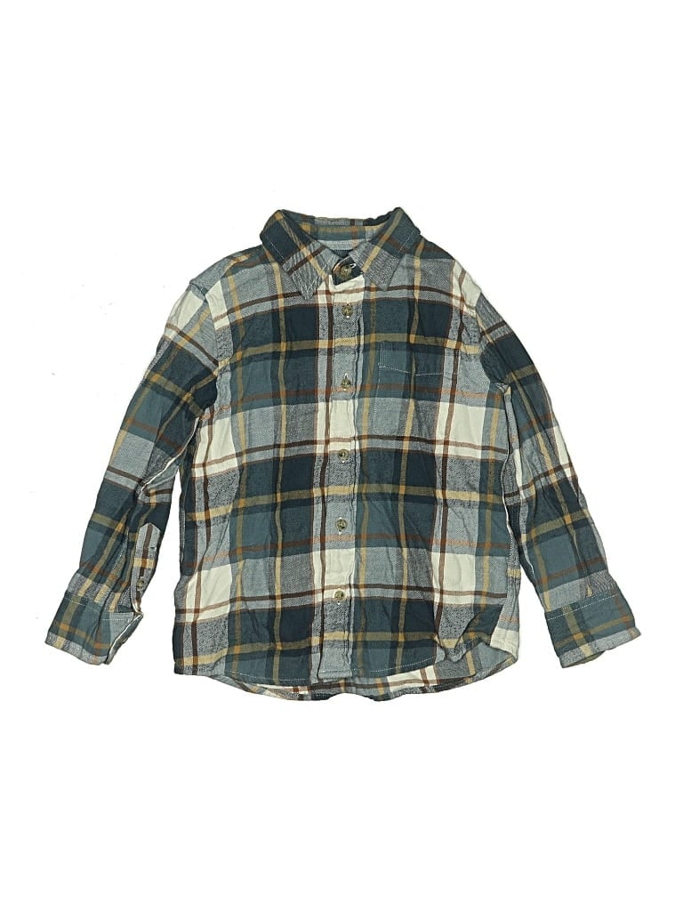 Pre-owned Crewcuts Outlet Kids' Long Sleeve Button Down Shirt In Green
