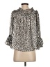CeCe 100% Polyester Animal Print Silver 3/4 Sleeve Blouse Size S - photo 2