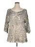 Indigo Thread Co. 100% Cotton Silver 3/4 Sleeve Top Size XL - photo 1