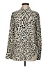 A.L.C. 100% Silk Animal Print Ivory Long Sleeve Silk Top Size 6 - photo 1