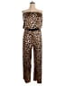 E. Luna Animal Print Gold Tan Jumpsuit Size 2X - photo 1