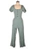 Monteau Solid Teal Blue Jumpsuit Size L - photo 1