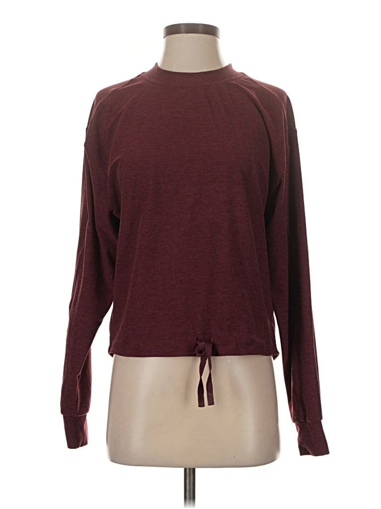 Pre-owned Lole Long Sleeve Top Burgundy Crew Neck Tops