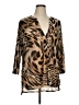 Black Label by Chico's Animal Print Brown 3/4 Sleeve Blouse Size 1X (estimated) - photo 1
