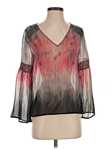 Ecru 3/4 Sleeve Silk Top (view 1)