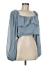 Shein 100% Polyester Blue 3/4 Sleeve Blouse Size 8 - 10 - photo 1
