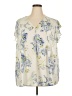 Jones & Co 100% Polyester Floral Ivory Short Sleeve Blouse Size 3X - photo 1