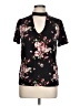Brandy Blu Floral Black Short Sleeve Blouse Size L - photo 1