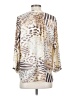 NYDJ 100% Recycled Polyester Animal Print Ivory 3/4 Sleeve Blouse Size S - photo 2