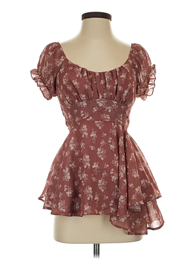 Altar'd State Romper: Burgundy Floral Pattern Rompers - Size X-Small