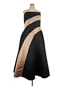 black and gold plus size dresses Poly USA W1124 Plus Size Fitted Multicolor Sequin Gown