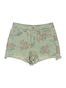 Khaki + Blue Denim Shorts