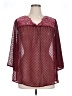 Style&Co 100% Polyester Burgundy 3/4 Sleeve Blouse Size 1X - photo 1