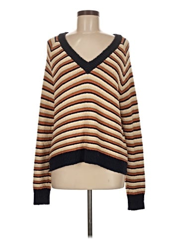 Madewell Arden V-Neck Crop Pullover Sweater in Stripe (view 1)