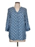 Bongo 100% Polyester Hearts Blue 3/4 Sleeve Blouse Size L - photo 1