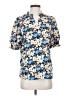 BTFBM 100% Polyester Floral Blue Short Sleeve Blouse Size S - photo 1