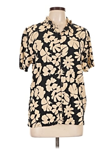 Denim & Flower Short Sleeve Blouse (view 1)