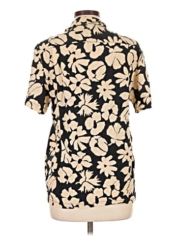Denim & Flower Short Sleeve Blouse (view 2)