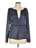Something Navy 100% Polyester Gray Long Sleeve Blouse Size L - photo 1