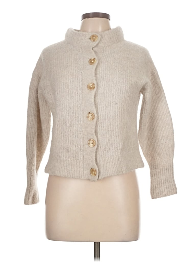 Pre-owned Everlane Wool Cardigan Sweater In Tan