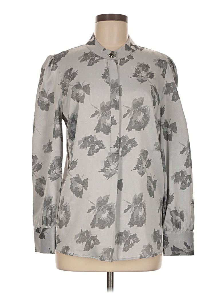 Pre-owned Tommy Hilfiger Long Sleeve Blouse In Gray