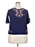 Unbranded 100% Cotton Blue Short Sleeve Blouse Size XXL (estimated) - photo 1