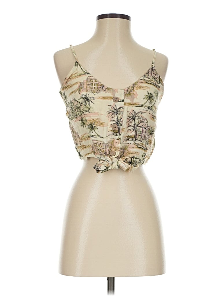 Pre-owned American Eagle Outfitters Sleeveless Blouse In Tan
