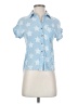 Sim & Sam 100% Rayon Stars Blue Short Sleeve Blouse Size S - photo 1