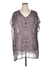 O'Neill 100% Polyester Aztec Or Tribal Print Purple Short Sleeve Blouse Size XL - photo 1