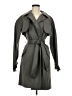 Charles Nolan 100% Polyester Gray Trenchcoat Size 4 - photo 1