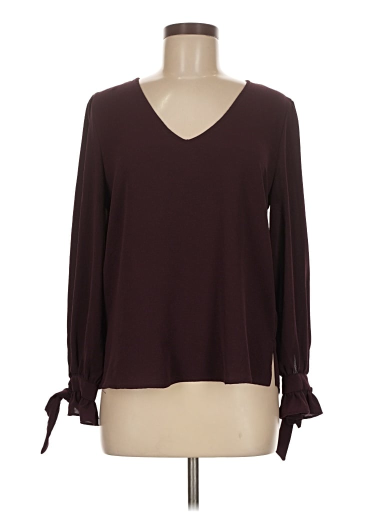Pre-owned Cece Long Sleeve Blouse In Burgundy