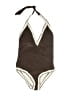 Ekouaer Chevron-herringbone Brown One Piece Swimsuit Size XL - photo 1