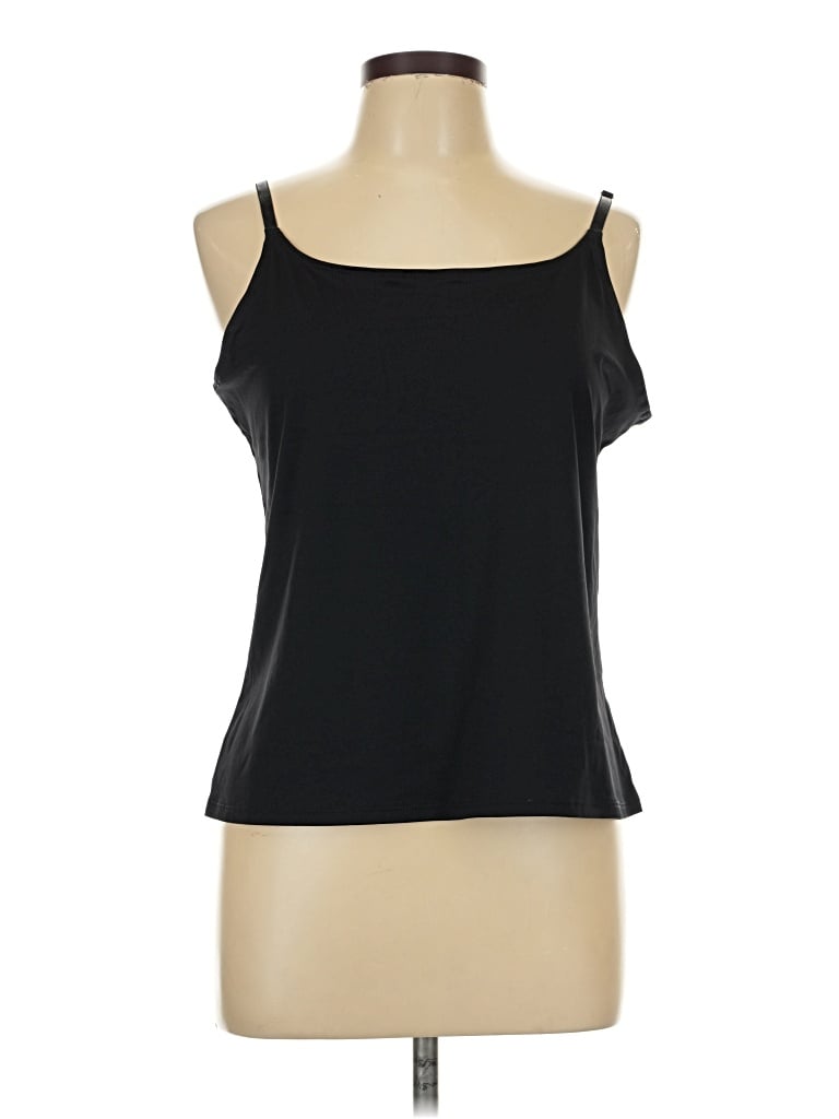 Pre-owned Coldwater Creek Tank Top Black Solid Pattern Cold Shoulder Neckline Tops