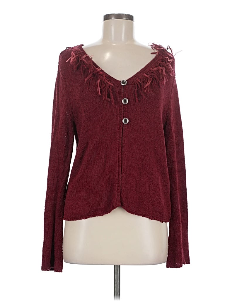 Pre-owned Jjill Cardigan Sweater In Burgundy