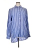 Max Studio 100% Rayon Stripes Blue Long Sleeve Button-Down Shirt Size XL - photo 1