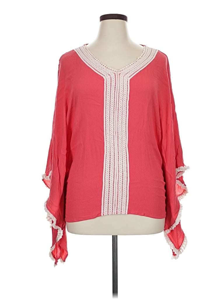 Pre-owned Kori America 3/4 Sleeve Blouse In Red